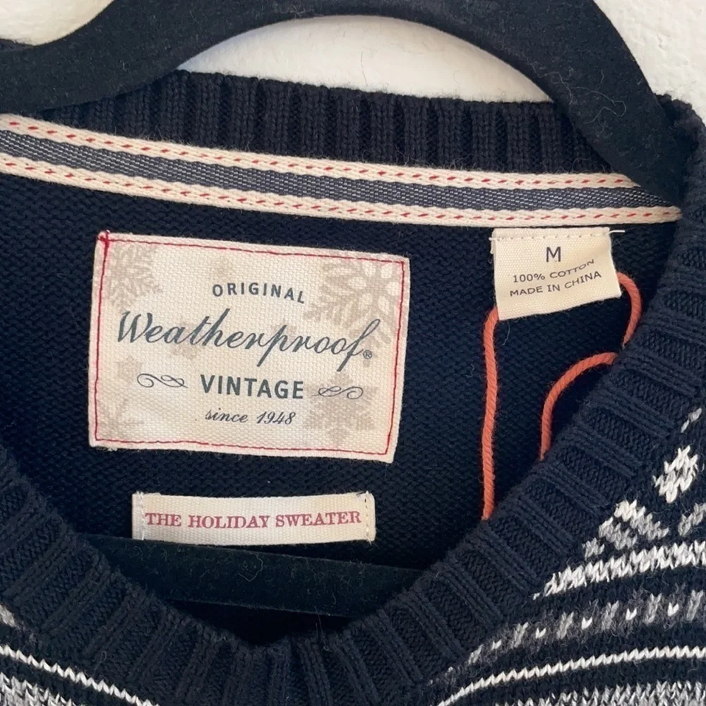 Weatherproof Vintage black fair isle holiday sweater crewneck M - Picture 2 of 4